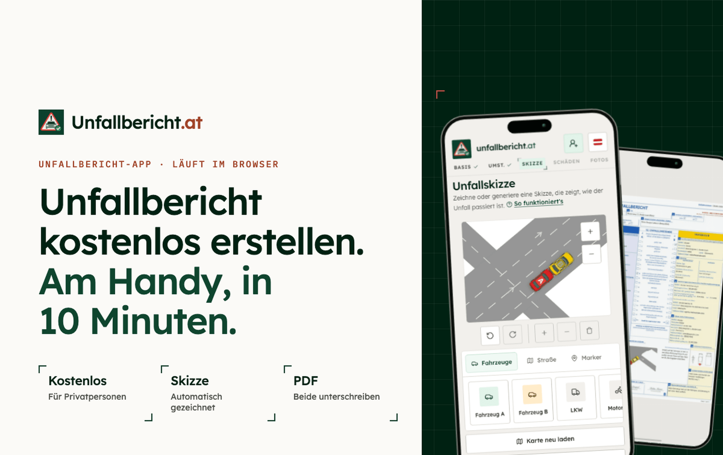 Screenshot Unfallbericht.at – digitaler Unfallbericht am Smartphone